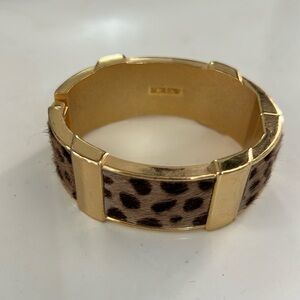 JCrew gold tone and calf skin cuff bracelet